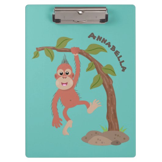 Niedliche Orang-Utan-Cartoon-Illustration Klemmbrett (Vorderseite)