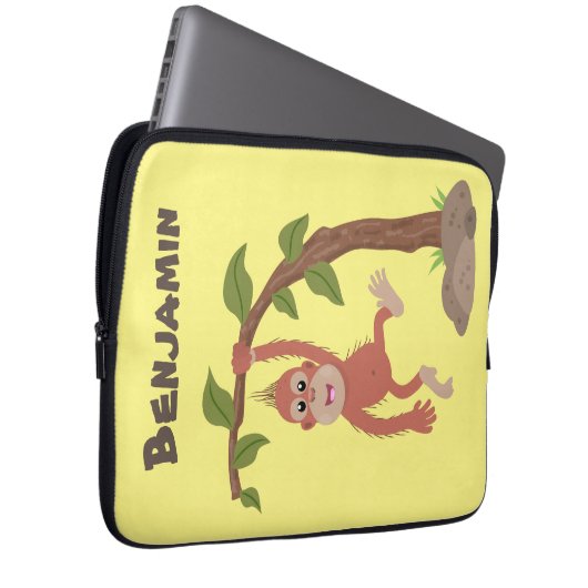 Niedliche Orang-Utan-Cartoon-Illustration Laptopschutzhülle (Vorne Rechts)
