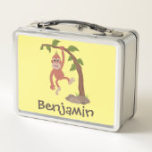 Niedliche Orang-Utan-Cartoon-Illustration Metall Brotdose (Rückseite)