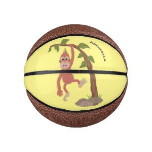 Niedliche Orang-Utan-Cartoon-Illustration Mini Basketball