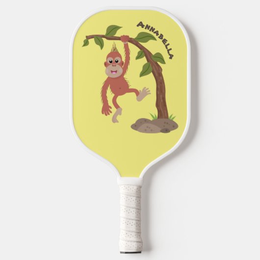 Niedliche Orang-Utan-Cartoon-Illustration Pickleball Schläger (Vorderseite)