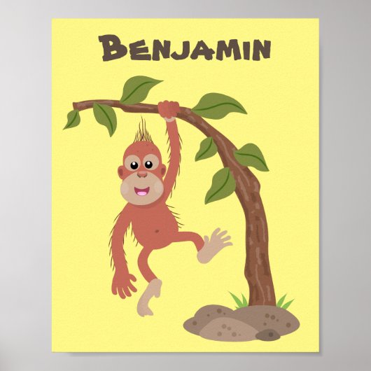 Niedliche Orang-Utan-Cartoon-Illustration Poster (Vorne)