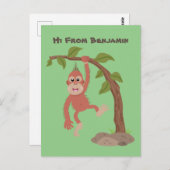 Niedliche Orang-Utan-Cartoon-Illustration Postkarte (Vorne/Hinten)