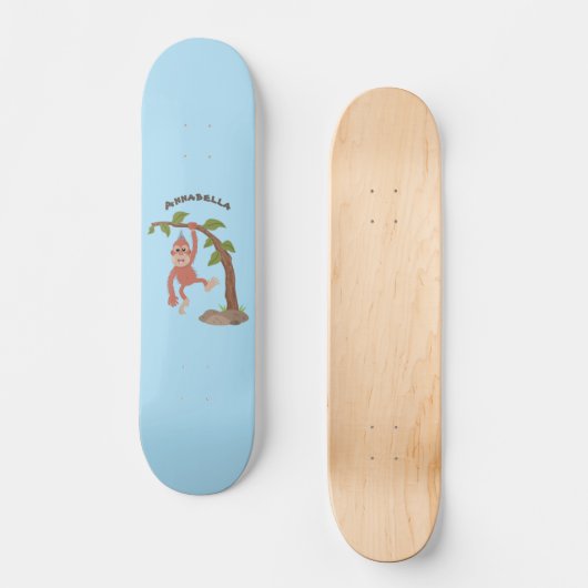 Niedliche Orang-Utan-Cartoon-Illustration Skateboard (Vorderseite)