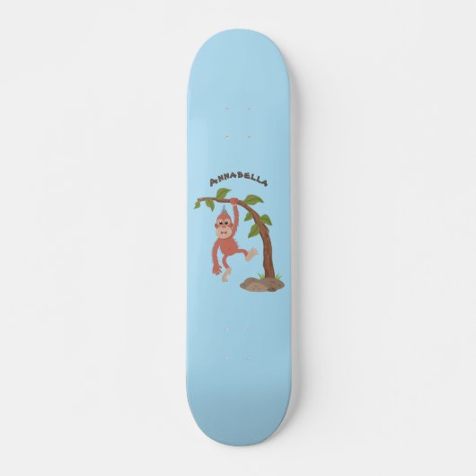 Niedliche Orang-Utan-Cartoon-Illustration Skateboard (Vorne)