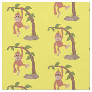 Niedliche Orang-Utan-Cartoon-Illustration Stoff