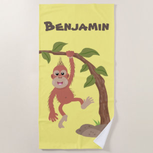 Niedliche Orang-Utan-Cartoon-Illustration Strandtuch