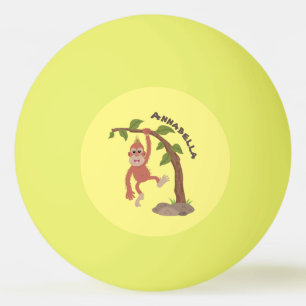 Niedliche Orang-Utan-Cartoon-Illustration Tischtennisball