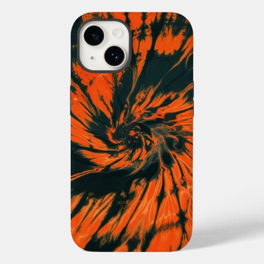 Niedliche Orange Black Spiral Gefärbte Krawatte Case-Mate iPhone Hülle (Rückseite)