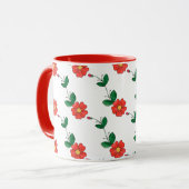 Niedliche Orange-Blume, Buds und Blätter Muster-Ta Tasse (Vorderseite Links)