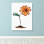 Niedliche Orange-Blume Leinwanddruck (Insitu (Holzboden))