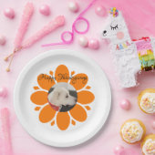 Niedliche Orange-Blume-Rahmen für Foto von Heimtie Pappteller (Party)