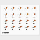 Niedliche Orange-Blume Runder Aufkleber (Blatt)