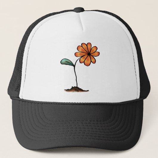 Niedliche Orange-Blume Truckerkappe (Vorderseite)