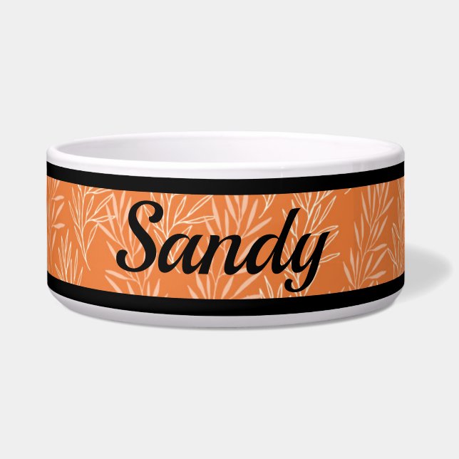 Niedliche Orange Botanical Customized Dog Bowl Napf (Vorderseite)