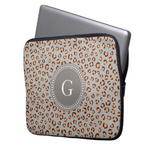 Niedliche orange-braune Kätzchen-Print-Monogramm Laptopschutzhülle