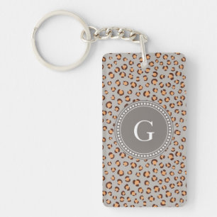 Niedliche orange-braune Kätzchen-Print-Monogramm Schlüsselanhänger