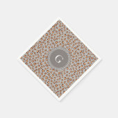 Niedliche orange-braune Kätzchen-Print-Monogramm Serviette (Ecke)