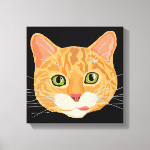 Niedliche Orange Cat Face Illustration Leinwanddruck