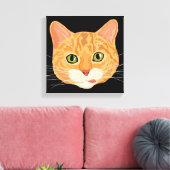 Niedliche Orange Cat Face Illustration Leinwanddruck (Insitu (Wohnzimmer))