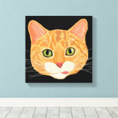 Niedliche Orange Cat Face Illustration Leinwanddruck (Insitu (Holzboden))