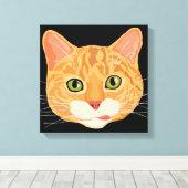 Niedliche Orange Cat Face Illustration Leinwanddruck (Insitu (Holzboden))