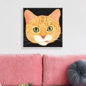 Niedliche Orange Cat Face Illustration Leinwanddruck (Insitu (Wohnzimmer))