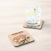 Niedliche Orange Cat Playing Guitar (Personalisier Getränkeuntersetzer (Rechte Seite)