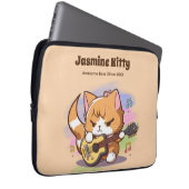 Niedliche Orange Cat Playing Guitar (Personalisier Laptopschutzhülle (Vorne Rechts)