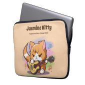 Niedliche Orange Cat Playing Guitar (Personalisier Laptopschutzhülle (Vorderseite Links)