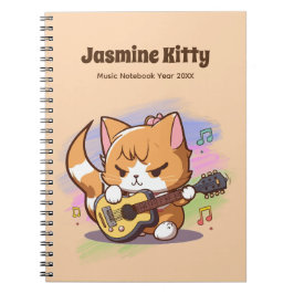 Niedliche Orange Cat Playing Guitar (Personalisier Notizblock