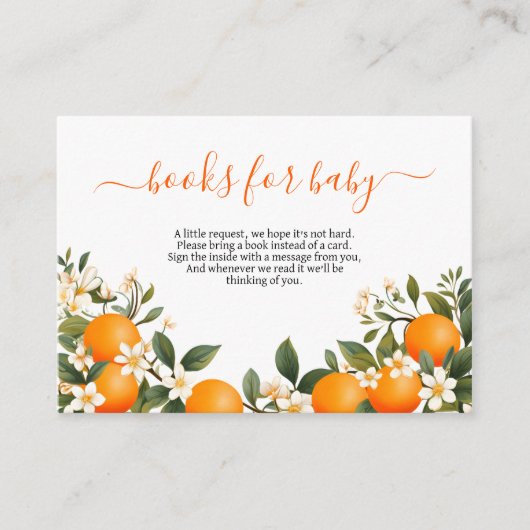 Niedliche Orange Citrus Bücher für Baby Begleitkarte (Vorderseite)
