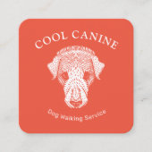 Niedliche Orange Dog Walking Walker Business Card Quadratische Visitenkarte (Vorderseite)