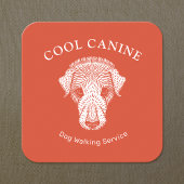 Niedliche Orange Dog Walking Walker Business Card Quadratische Visitenkarte