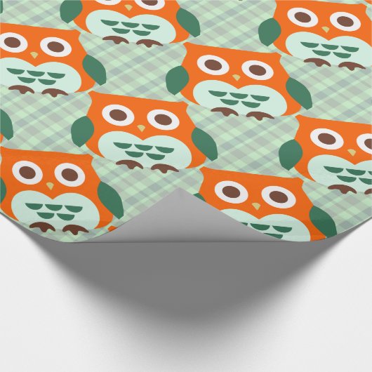Niedliche orange Eule Geschenkpapier (Ecke)