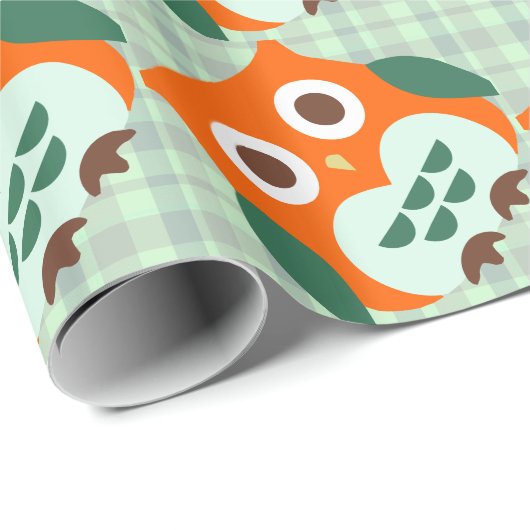 Niedliche orange Eule Geschenkpapier (Rolleneckpunkt)