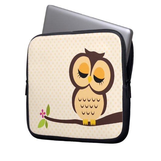 Niedliche orange Eule Laptopschutzhülle (Vorderseite Links)