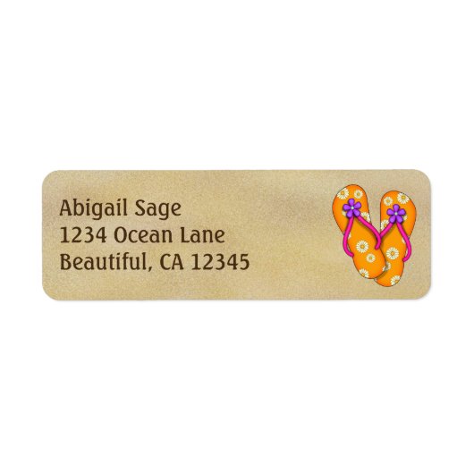 Niedliche Orange Flip Flops auf Sandstrand-Adresse (Vorne)