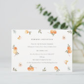 Niedliche Orange Floral Boho Foliage Hochzeitsempf Begleitkarte (Stehend Vorderseite)