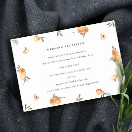 Niedliche Orange Floral Boho Foliage Hochzeitsempf Begleitkarte