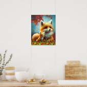 Niedliche Orange Fox Mama und Baby Art Kinderzimme Poster (Küche)