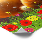 Niedliche Orange Fox Mama und Baby Art Kinderzimme Poster (Ecke)