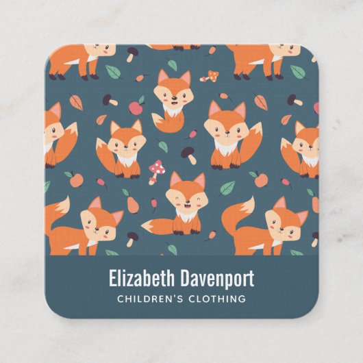 Niedliche Orange Fox Musterzeichnung Quadratische Visitenkarte (Vorderseite)