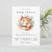 Niedliche Orange Fox Theme Fox Babydusche Einladung (Stehend Vorderseite)