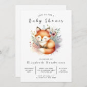 Niedliche Orange Fox Theme Fox Babydusche Einladung (Vorne/Hinten)