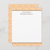 Niedliche Orange Giraffe Muster flache Mitteilungs Mitteilungskarte (Vorne/Hinten)