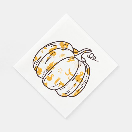 Niedliche Orange Halloween Icons in Pumpkin Lunche Serviette (Ecke)