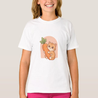 Niedliche orange Katze Karotte Kinder T-Shirt