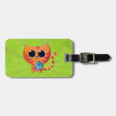 Niedliche orange Katze mit Stern Gepäckanhänger (Vorderseite horizontal)