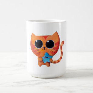 Niedliche orange Katze mit Stern Kaffeetasse